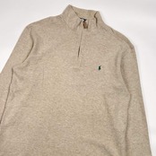 90s Polo by Ralph Lauren ラルフローレン ハーフジップ プルオーバー セーター トレーナー L/ライトベージュ メンズ ビンテージ