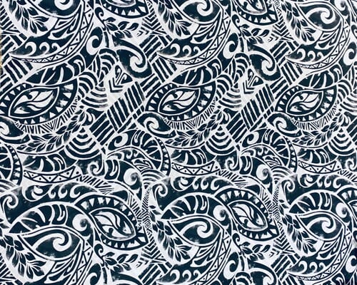 5010/ハワイアンプリント/総柄/ブラック×ホワイト/カヒコ/タパ