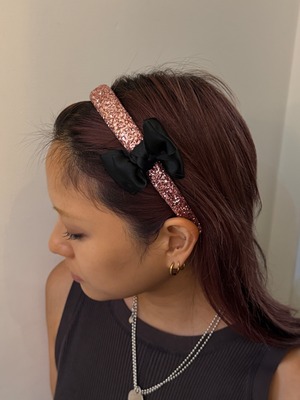 MIU MIU / vintage pink rame ribbon head band.(o)