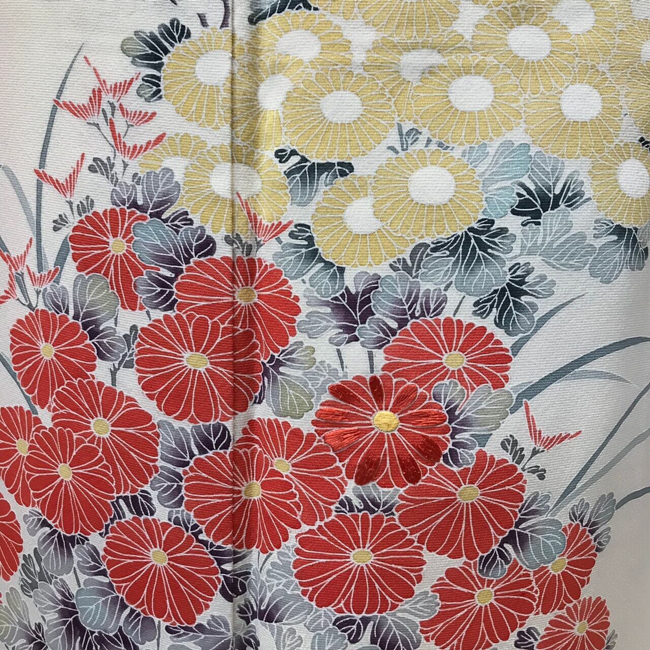 高身長オフ白加賀友禅訪問着1578 | リサイクル着物と着物ジャケットLa 