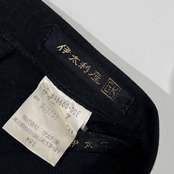 伊太利屋 イタリヤ ラインストーン付き シャドーチェック柄 ストレッチ パンツ スラックス 7 /黒 ブラック/日本製