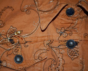 [S] embroidery cotton Jacket : light brown