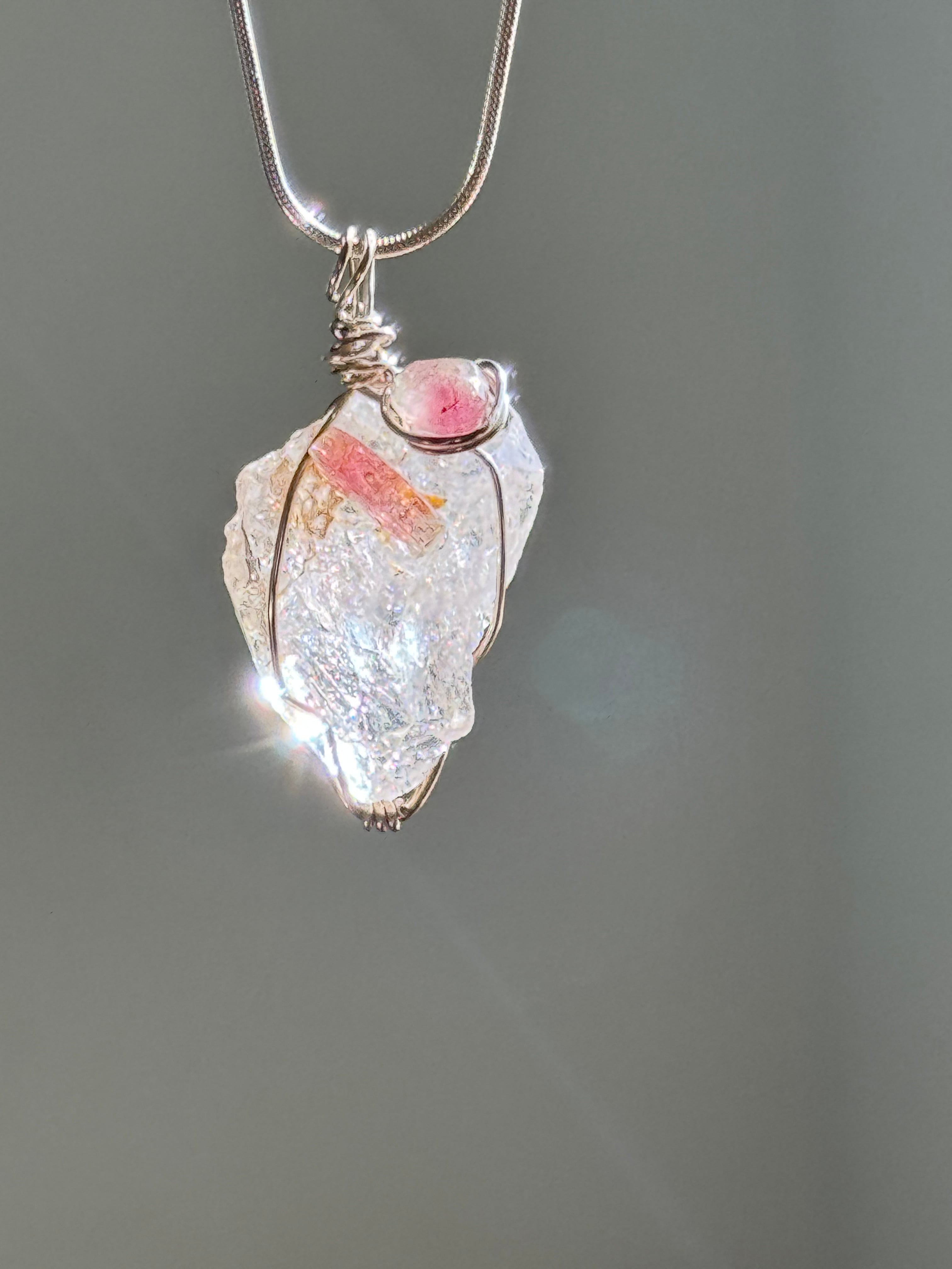 ニューヨーク州産 ハーキマーダイアモンド ネックレス トルマリン