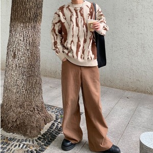 ストリートカラーコントラストルーズニット　1076