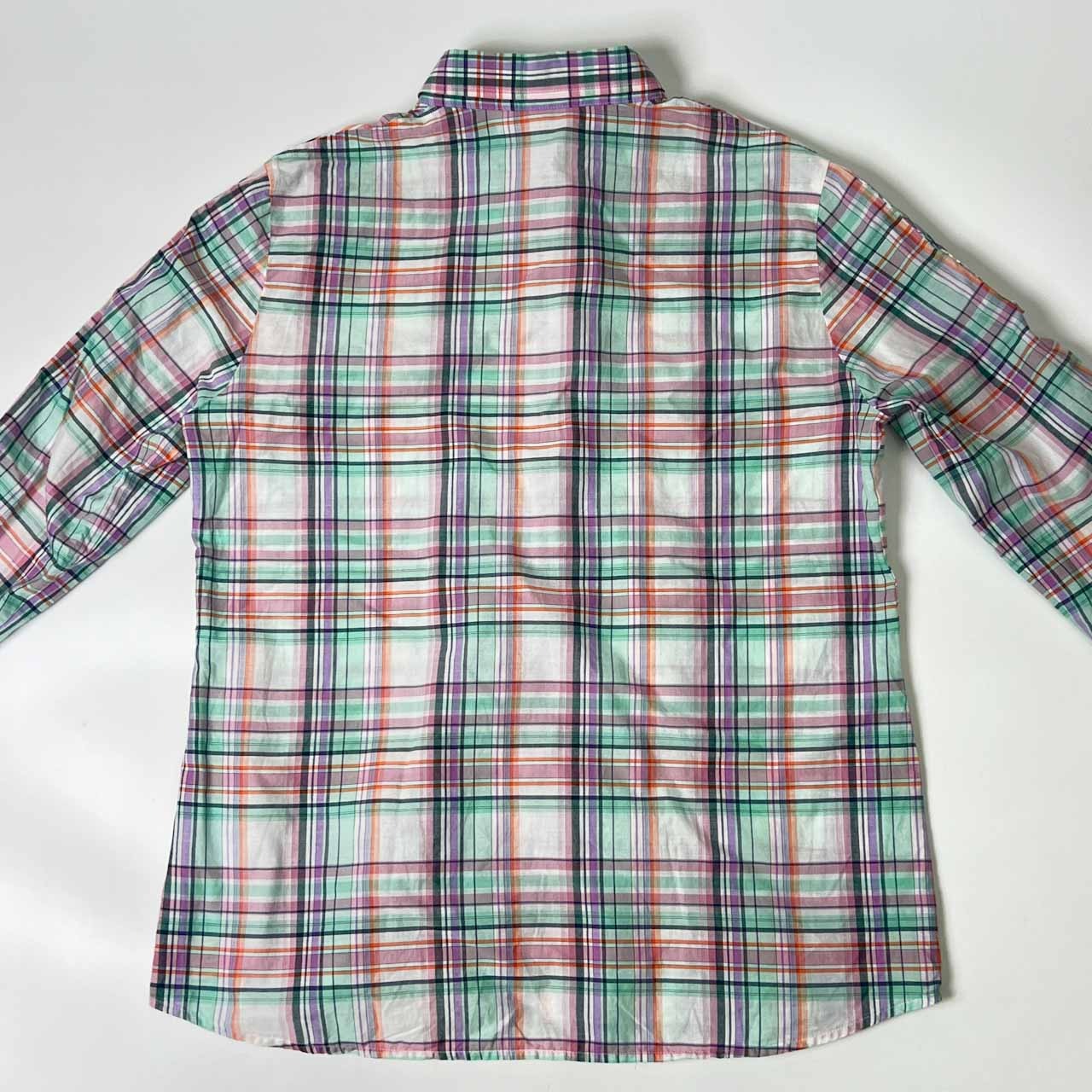 LACOSTE ラコステ チェック 長袖シャツ 42/ピンク×グリーン系 レディース ファブリカ