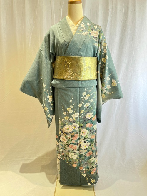 2213 高身長 友禅染 訪問着 袷単品 Yuzen Houmongi (lined kimono)