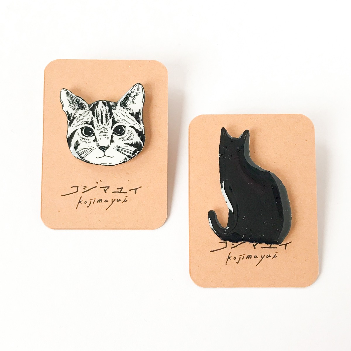 バッグやポーチに好きな猫を♪ピンバッジ【コジマユイ】猫グッズ 