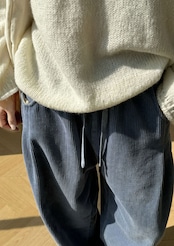 コーデュロイ 裏フリース ワイドパンツ