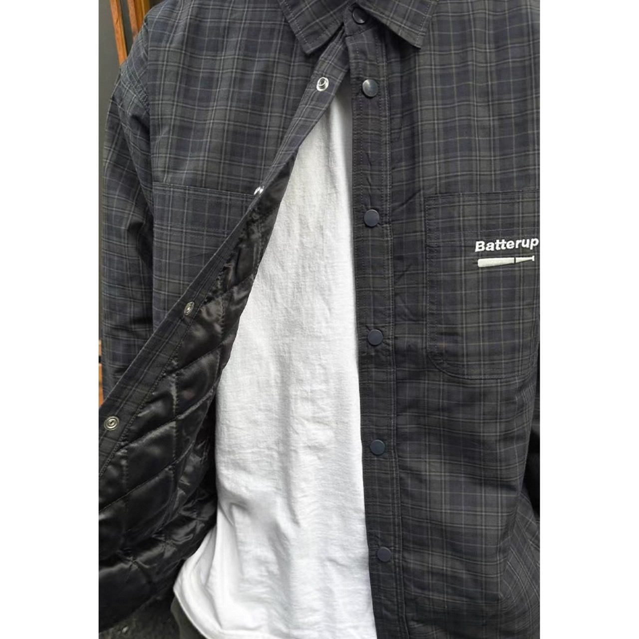 Plaid snap button coach jacket 1517 - 8