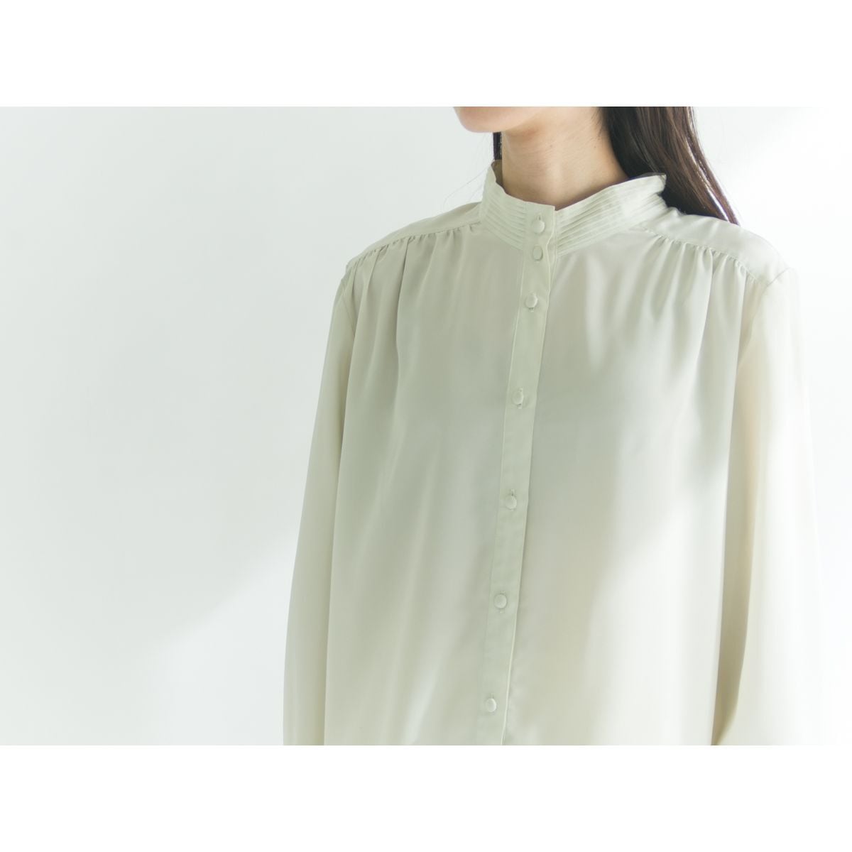 【carven paris】stand collar polyester shirt（スタンドカラーシャツ 長袖ブラウス）8d