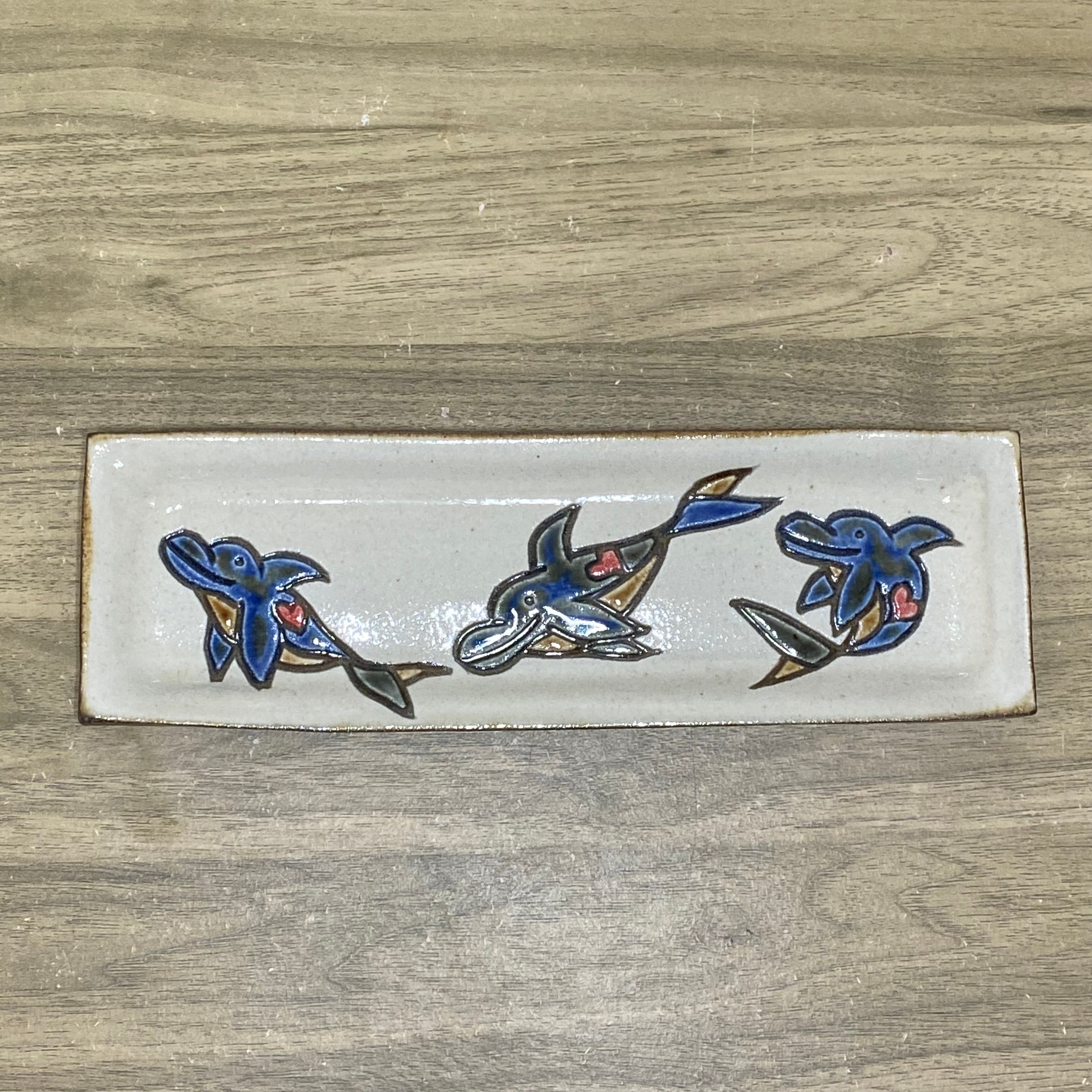 長角皿 イルカ | 陶芸工房ふじ