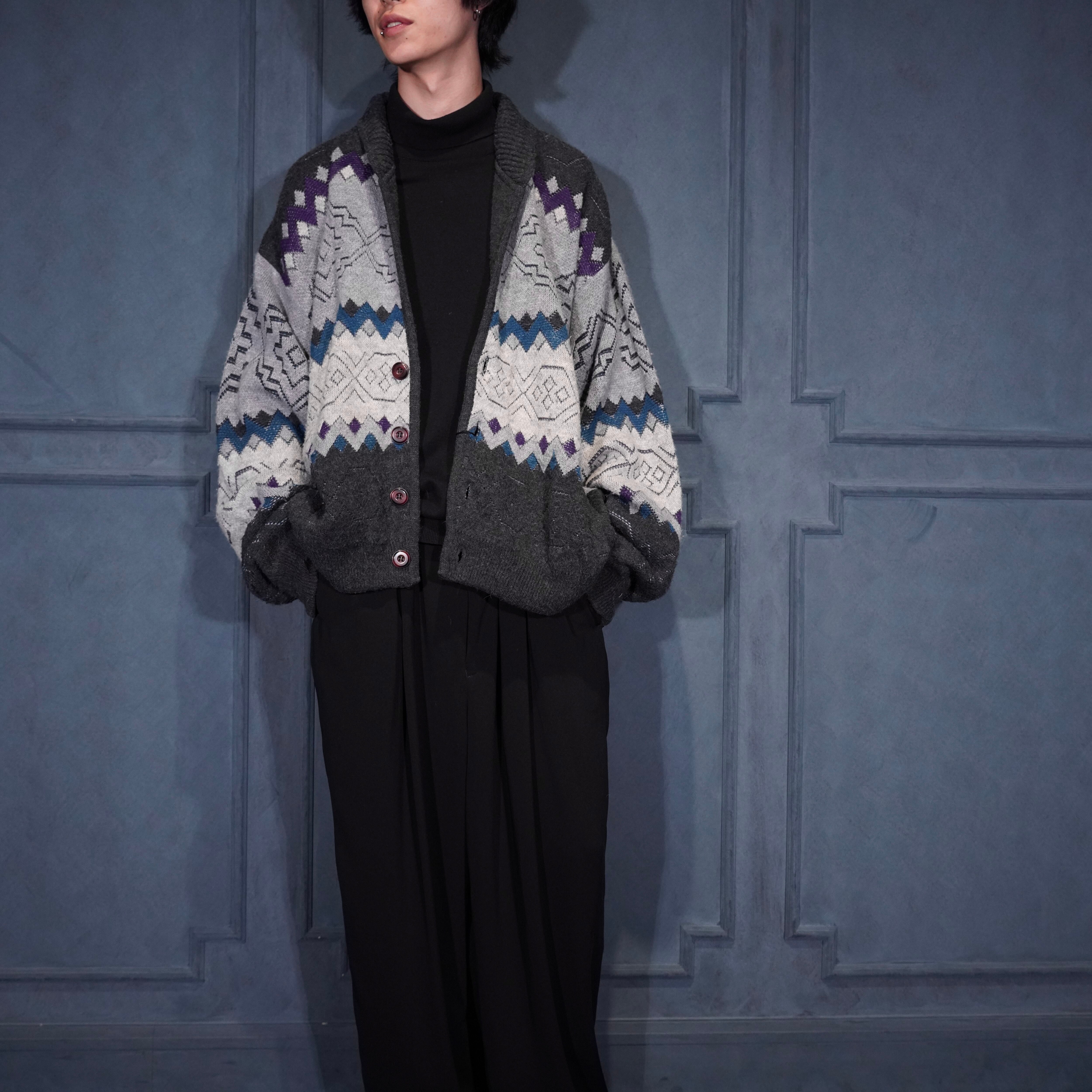 EU VINTAGE FRANK ALEXS EMBROIDERY DESIGN KNIT JACKET/ヨーロッパ