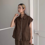 Wジップスウェードvest/ブラウン