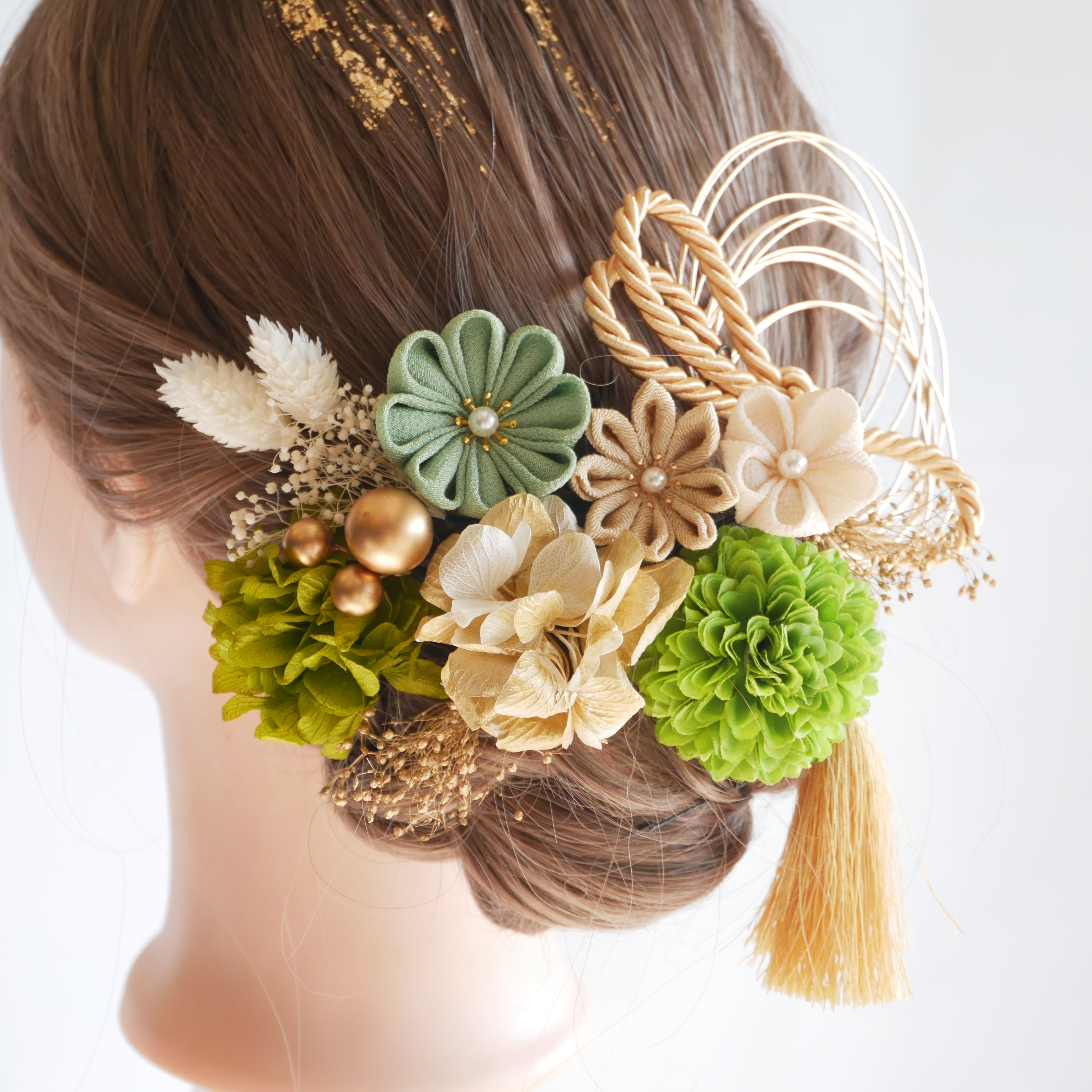 つまみ細工 髪飾り 成人式 卒業式 結婚式 - ヘアピン 