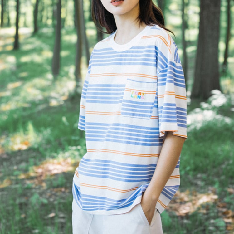 Border Pattern Short Sleeve T-shirt ‐1col‐ A0515