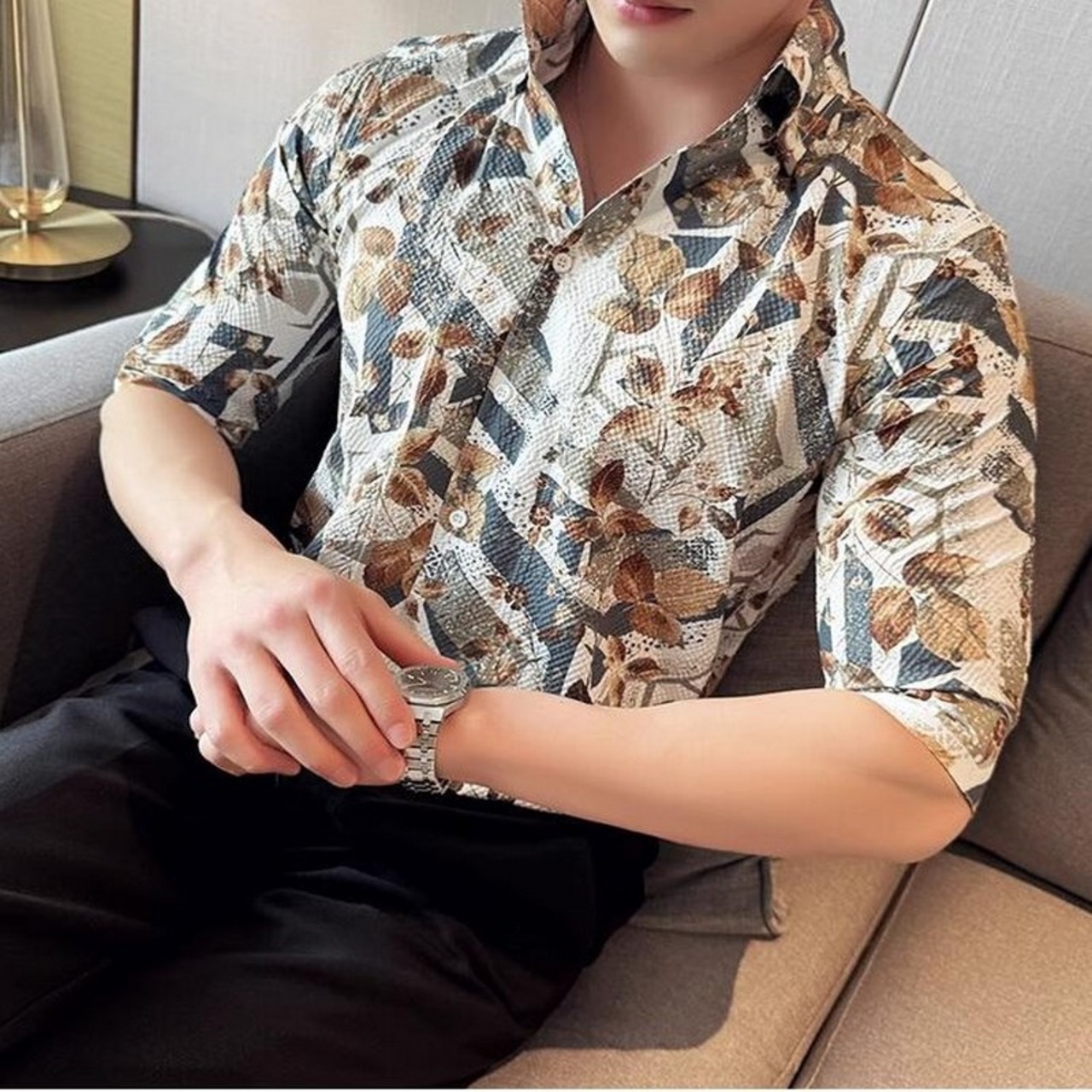 british style 3/4 sleeve shirt tops 00310