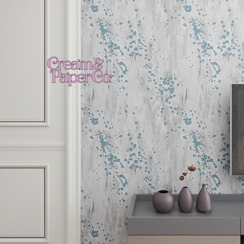 【切り売り】スタッコホワイト×スチールブルー Texture wall 3L10092LV for DIY 53㎝ リピート64㎝　