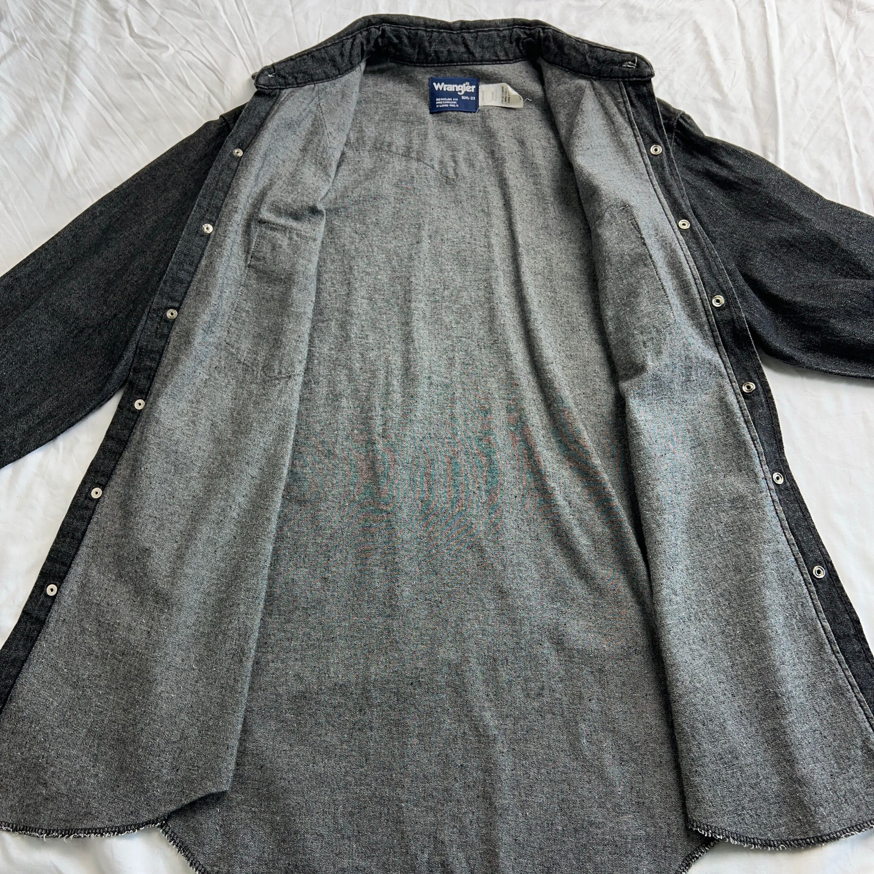 1980's Wrangler 70127BK BLACK DENIM WESTERN SHIRT 80年代