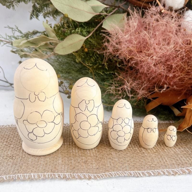 白木マトリョーシカ 手作り 下書きありで塗り絵感覚の5p