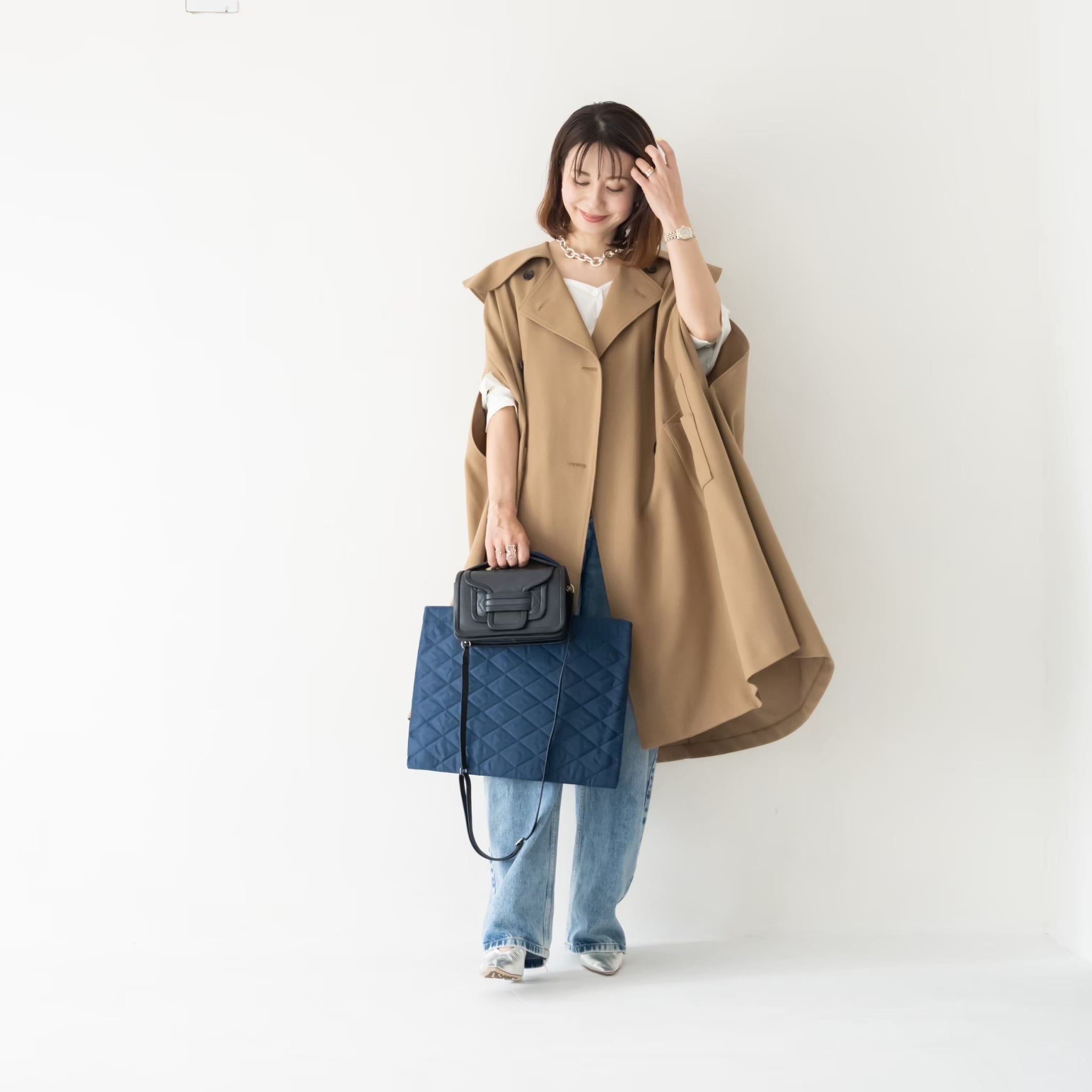 BIBI bag. “LARGE” quilting cloth Navy | B I B I soeurs. OFFICIAL