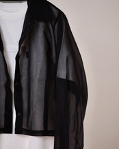 itochi - 100/2 cotton organdy transparent tuck short shirt / black