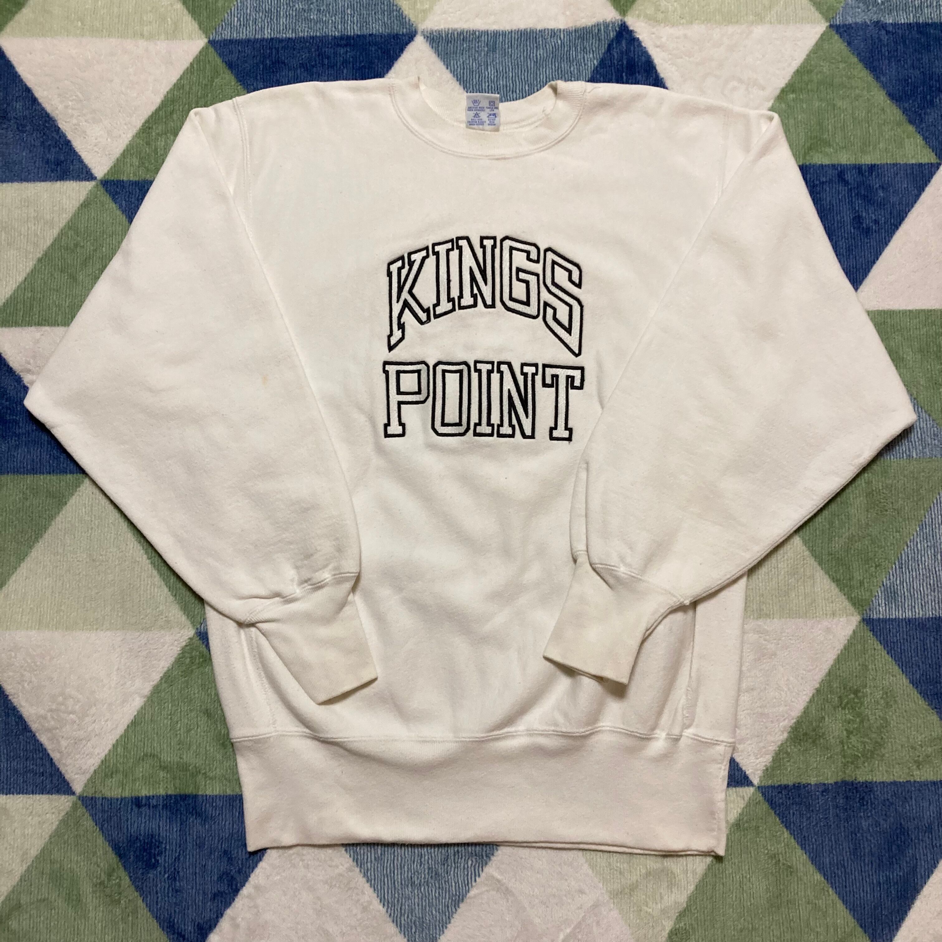 90s Champion KINGS POINT リバースウィーブ 刺繍タグ 白 90s Champion KINGS POINT リバースウィーブ 刺繍タグ 白