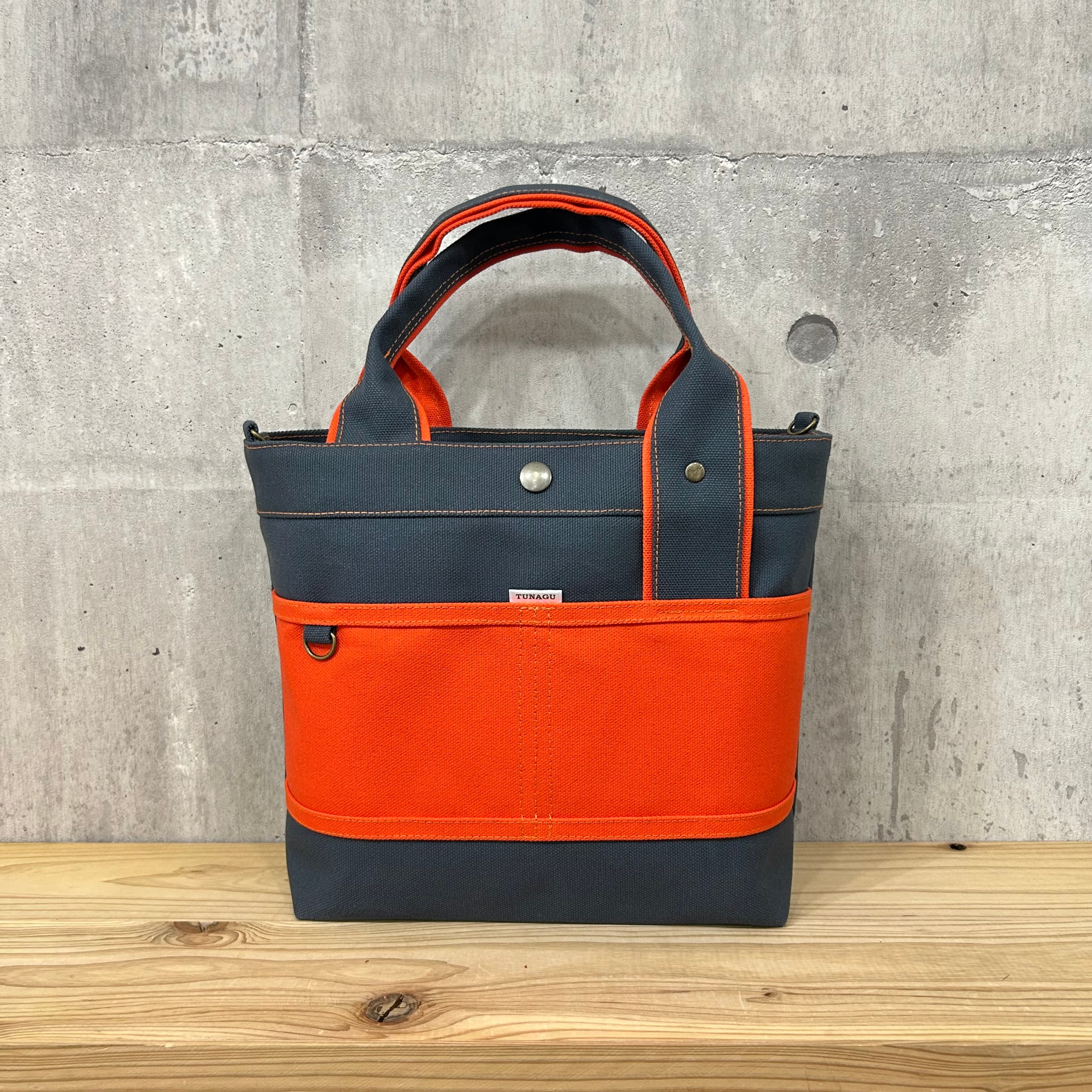 人気No.1.▽Bi Color Tote "M"【鉄紺×スカーレット】