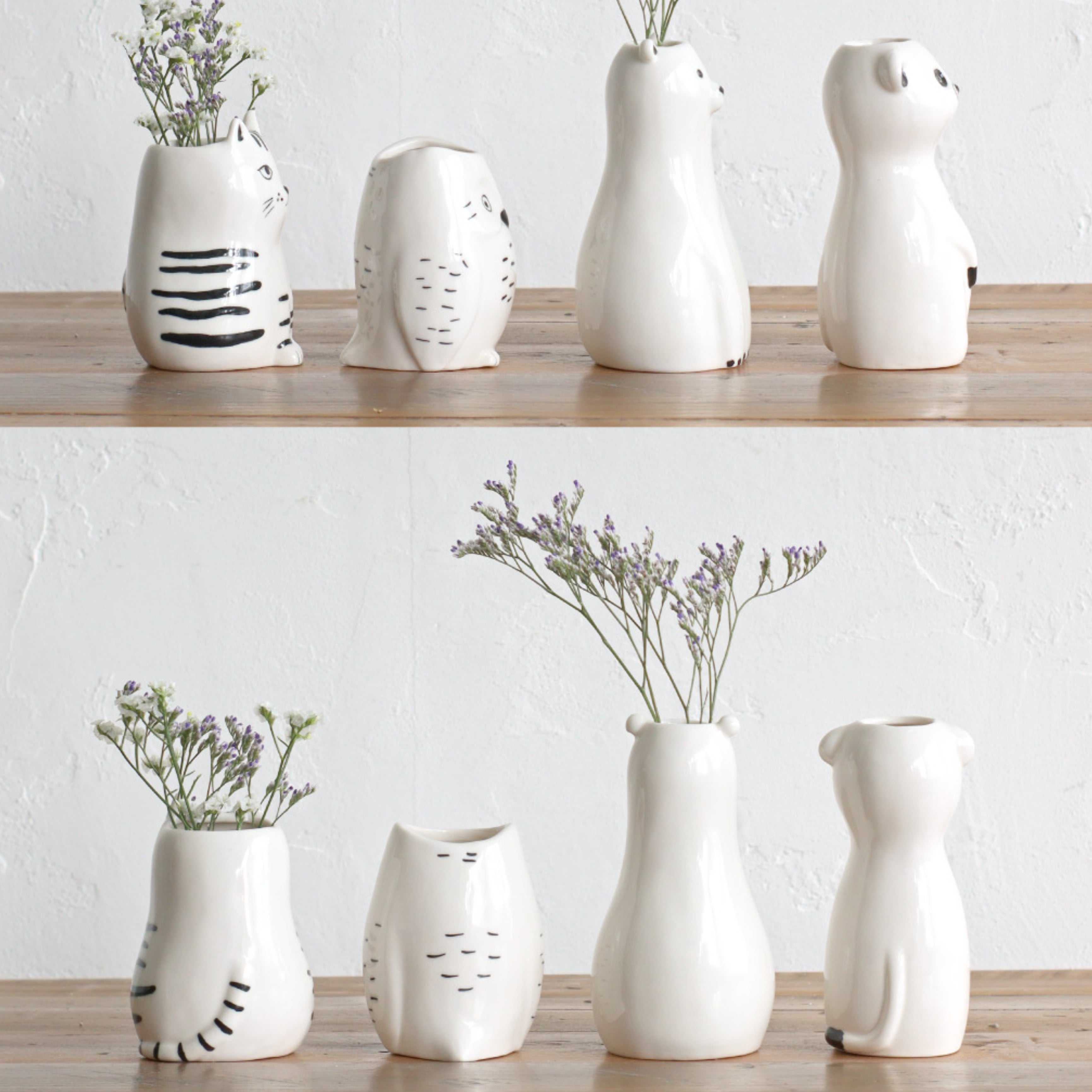 Sceneryvase 動物モチーフ フラワーベース / シロクマ＆ミーアキャット
