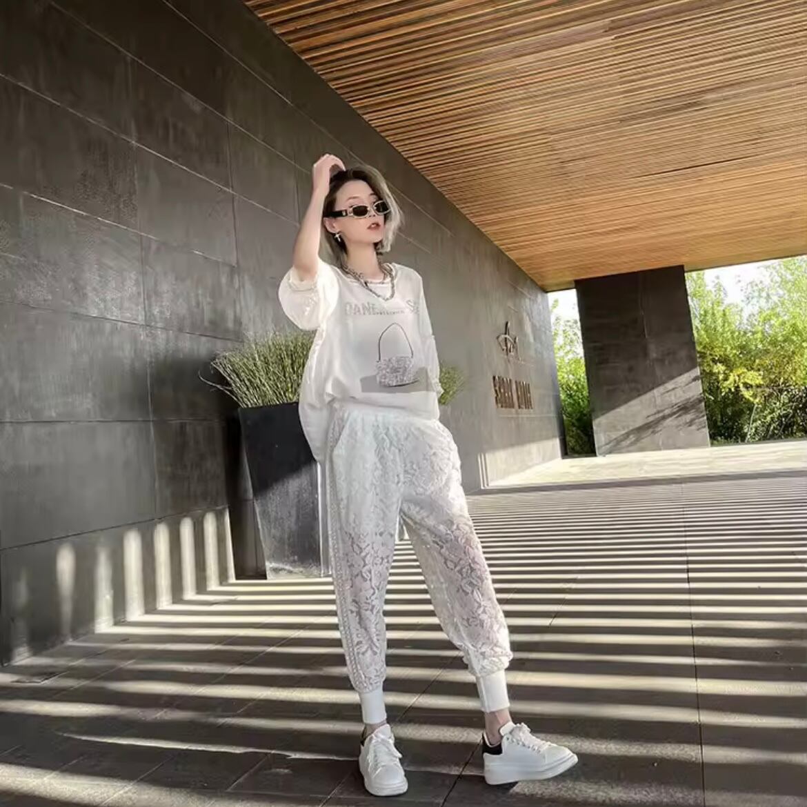 lace lady work pants