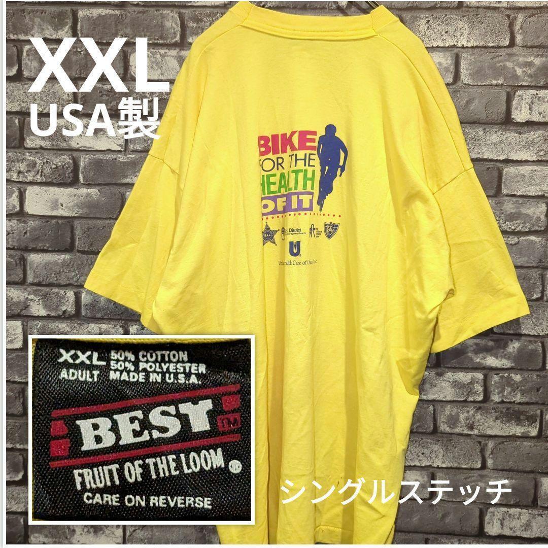 90sシングルステッチ半袖シャツ　XXL 3L企業ロゴプリント　イベントtシャツ