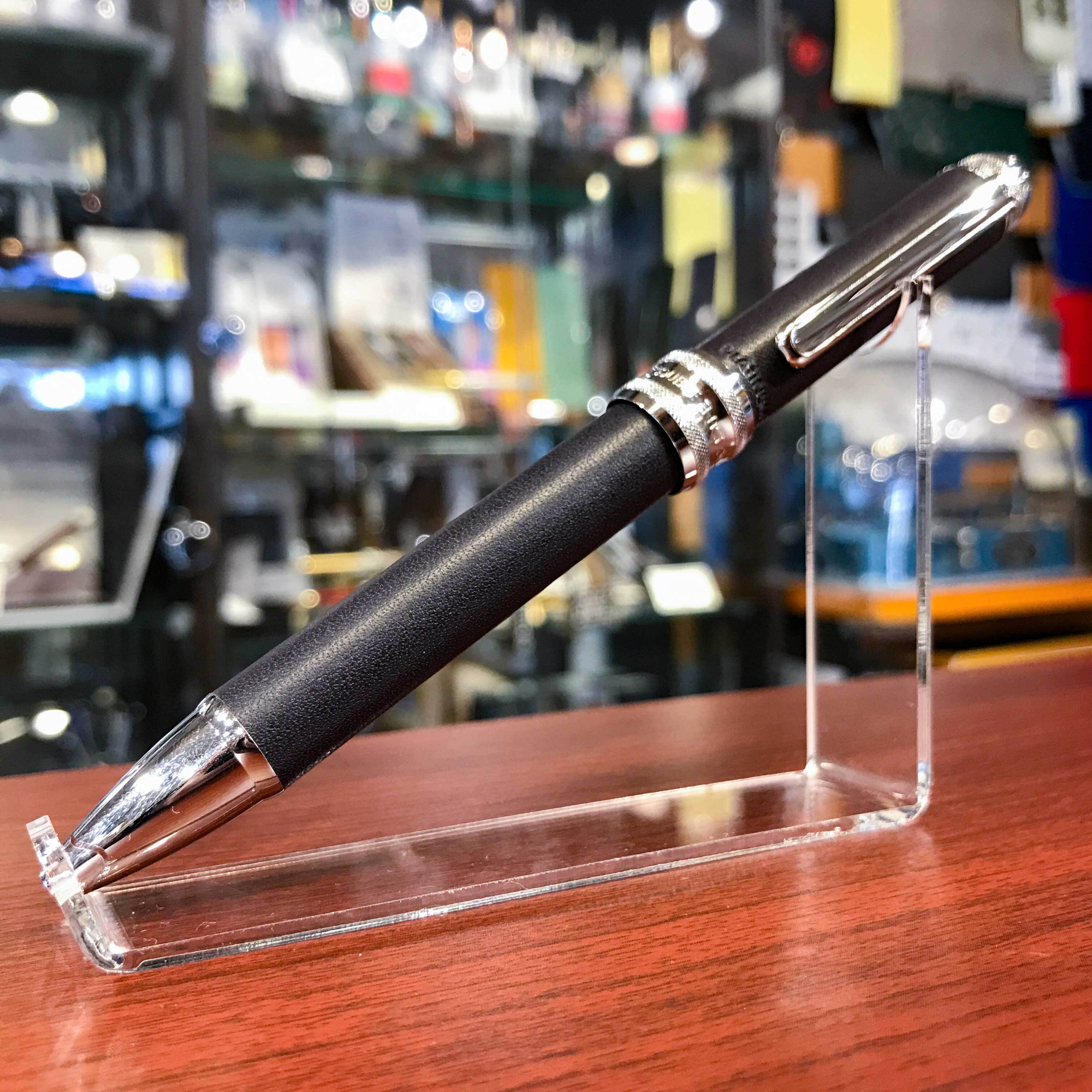 廃盤品 プラチナ万年筆 多機能ペン ダブル3アクション 牛ヌメ本革巻 ブルー Pen Shop Imai