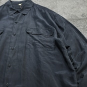 design double pocket black silk shirt