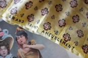 40~50s フランス 120x40c カナリアイエローの薔薇園と室内装飾用ファブリックa romanex garanti boussac ヴィンテージ