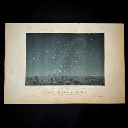 天文図版「パリの夜空」冬至の夜