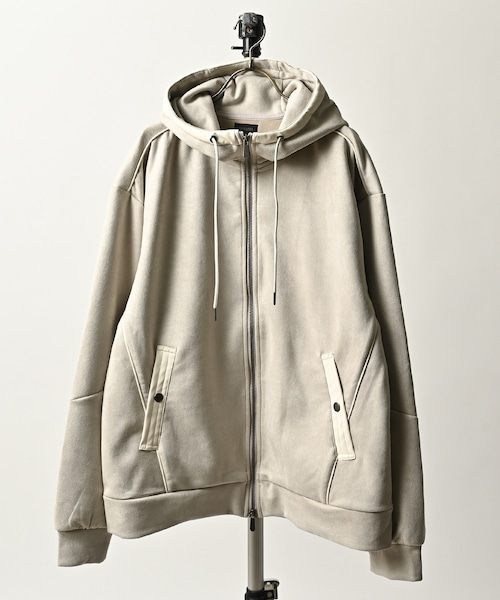 MMMM Faux suede zip hoodie (GRY) 24090M25
