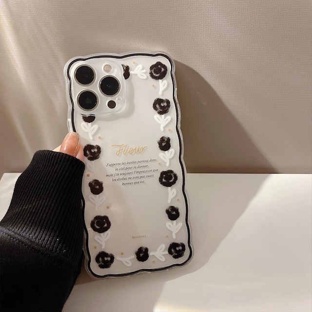 【A417】Luxury black rose iphone case