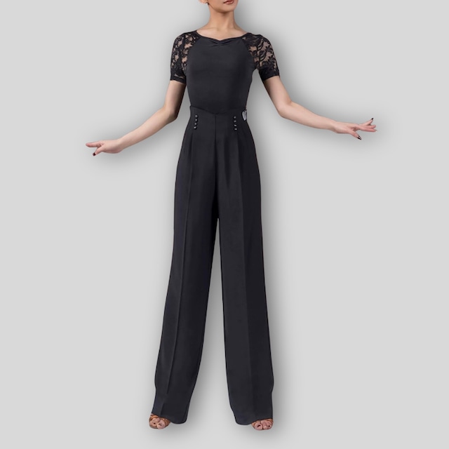 シースルー ロングスリーブ オープンバック カッティング レオタードトップス 3col D00612