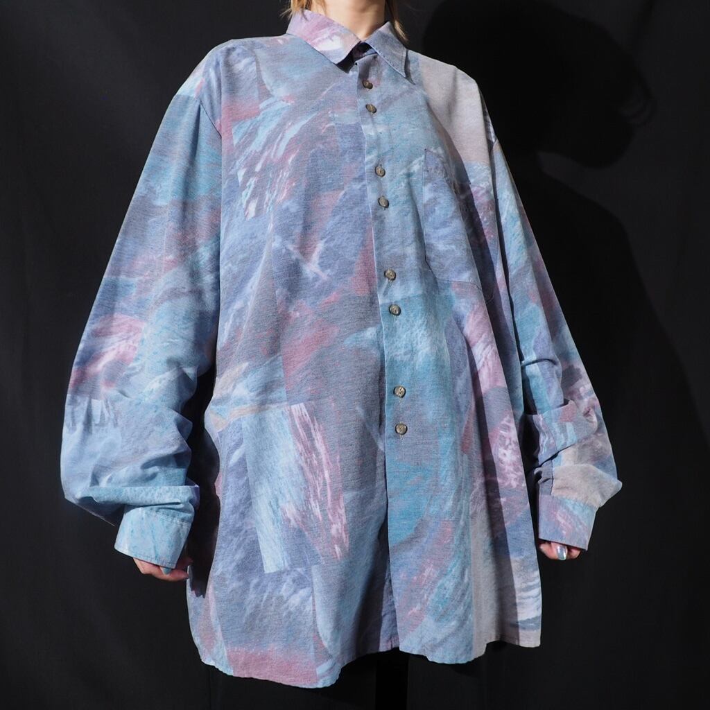 Jupiter water surface pale tone pattern rayon shirt