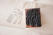 フランス 5.5c やさしい小馬さんとメランコリーな木製スタンプ ヴィンテージ