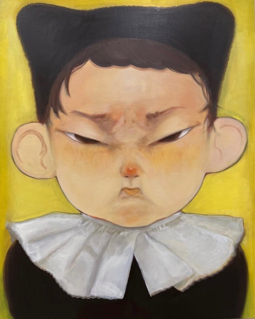 22×27㎝「僕のビール冷えてない2」油彩・原画・F3 22×27㎝「僕の