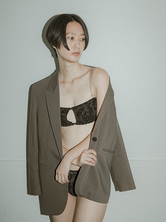 Velour Lace Bandeau Bralette / BROWN