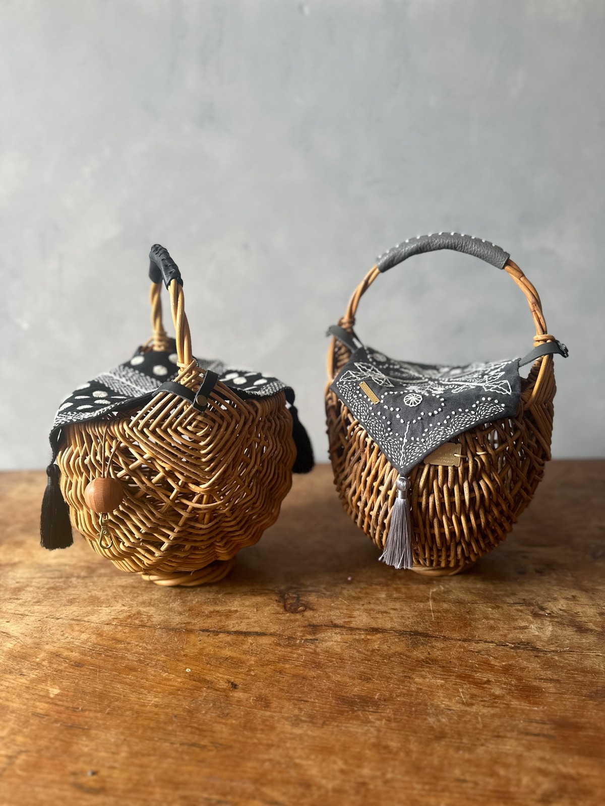 送料無料//SASHIKO STITCH BALT BASKET（dottodotオリジナルカゴバッグ  