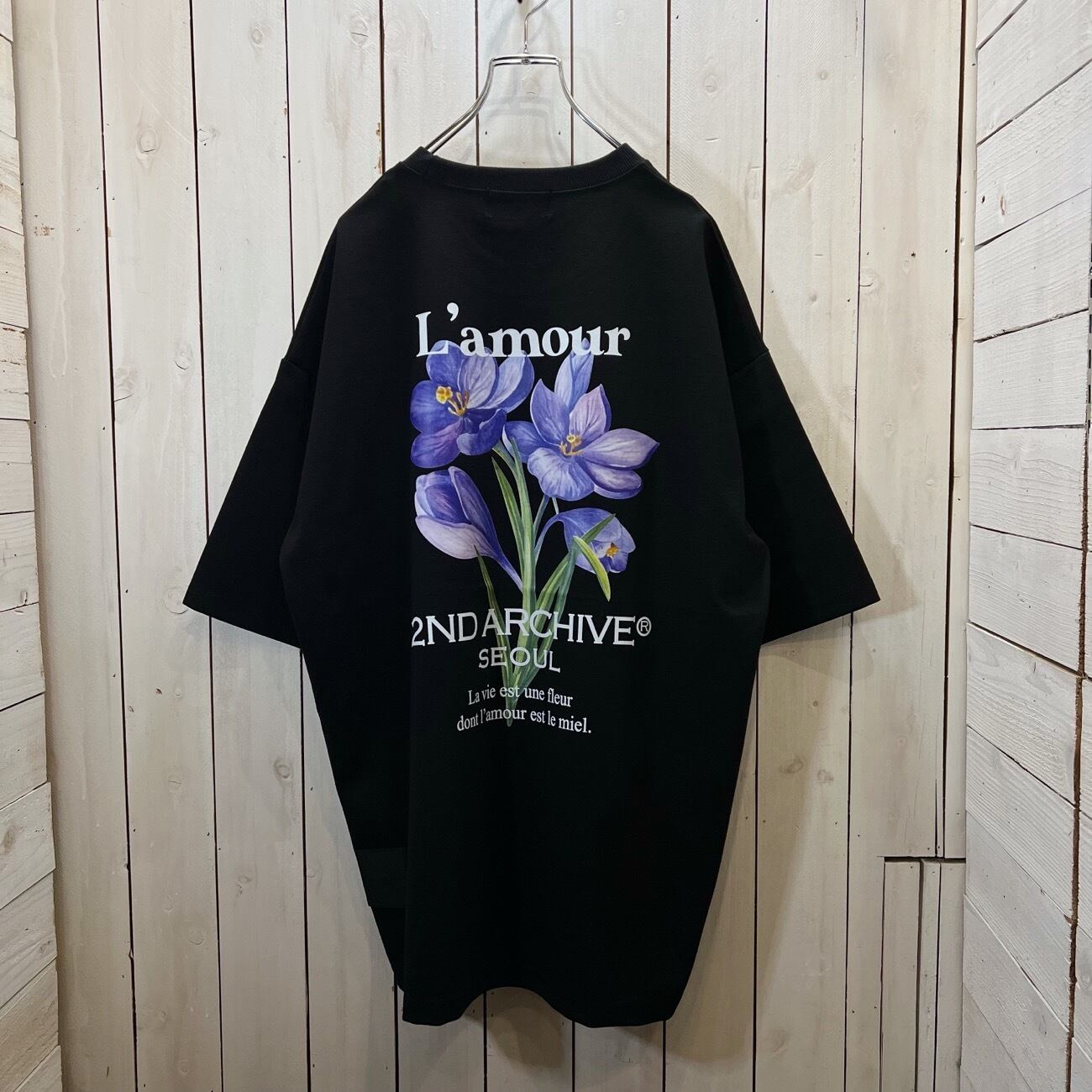 【VT-00953-2】Flower back print crew neck T-shirt / 2ND ARCHIVE / フラワー  バックプリント クルーネック T-シャツ