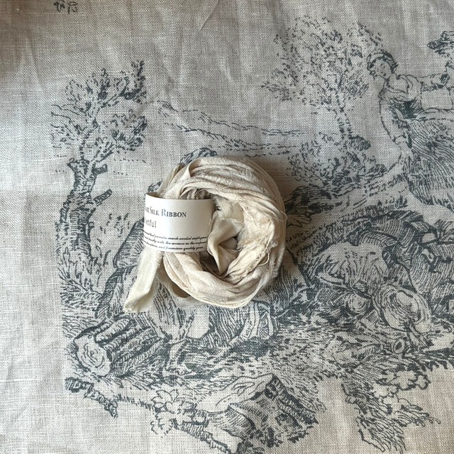 Recycled Sari silk ribbon  リサイクル サリー シルク リボン／5.ivoire　アイボリー 　3m
