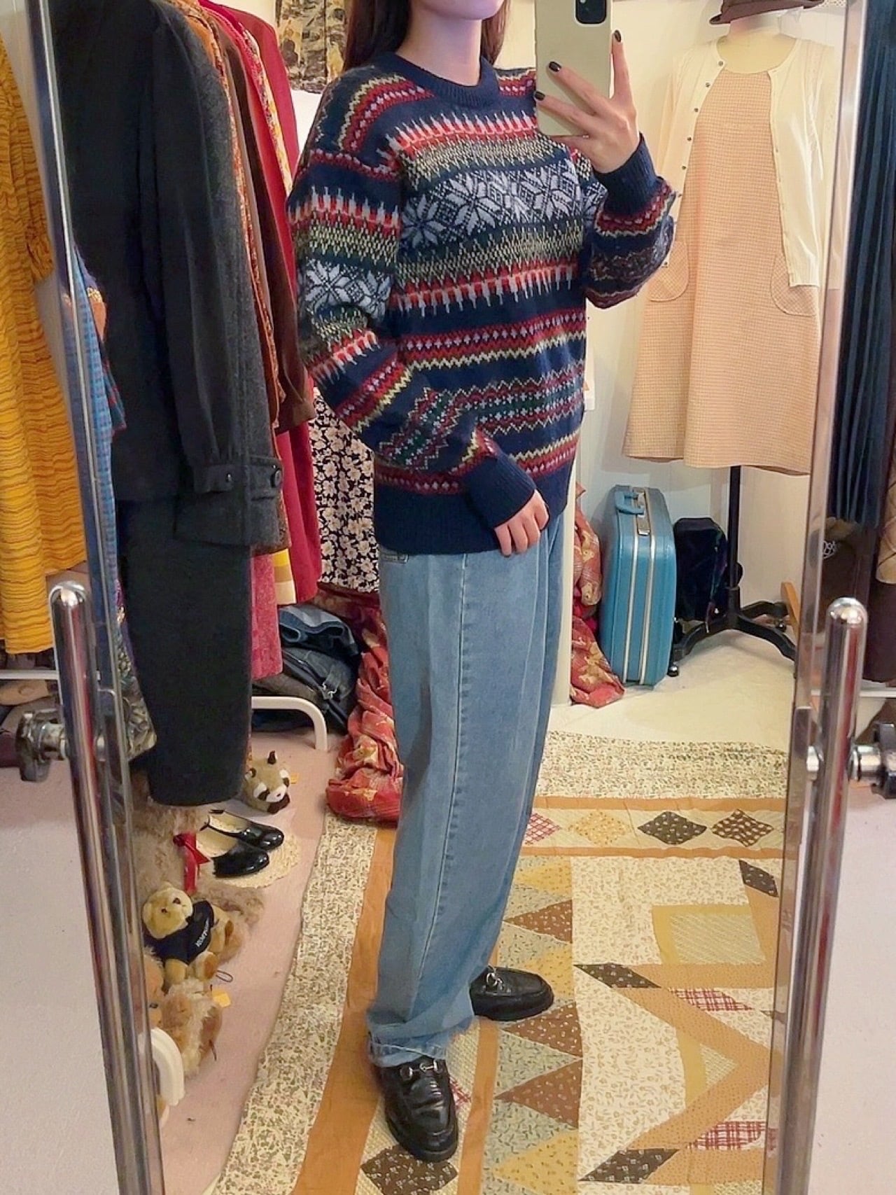 blue snow crystal nordic sweater