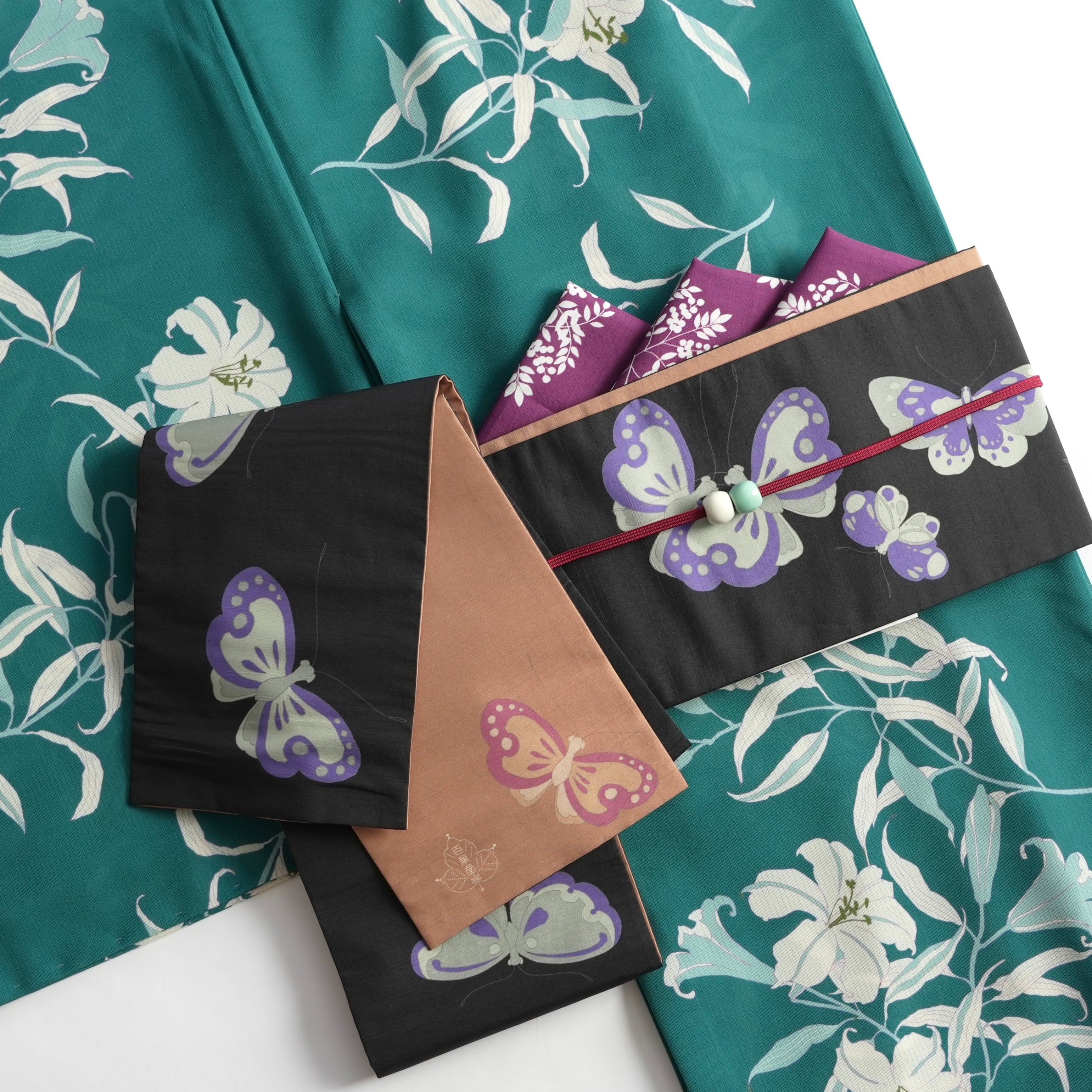 平和屋着物∴夏物　浴衣・小紋兼用　綿絽　こぼれ松葉　綿　逸品　CAAW0908ng 平和屋 - リユース着物ショップ