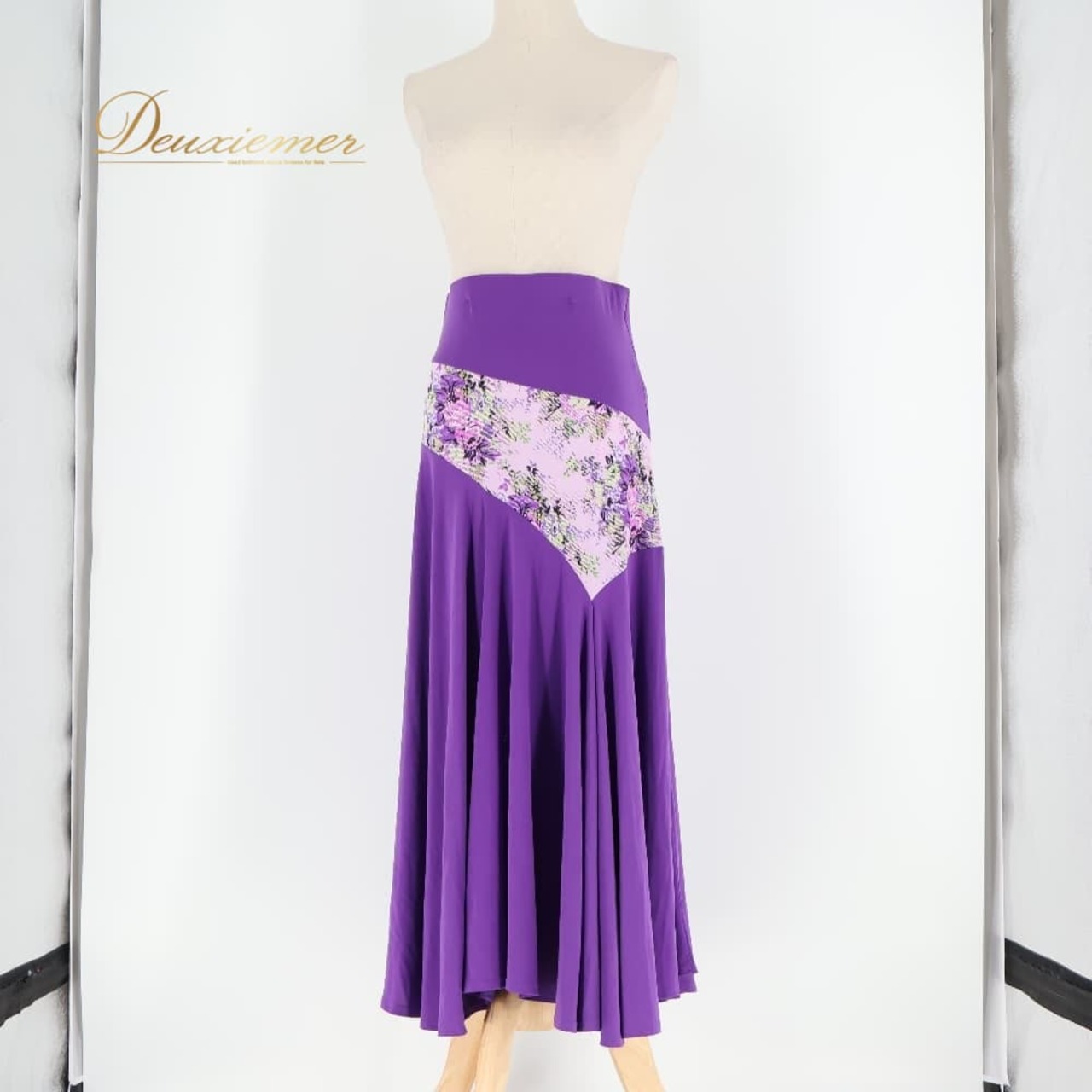 フラメンコ 衣装 ファルダ スカート パープル系 紫 イチオク ICHIOKU 花柄 伸縮 ストレッチ ダンス パーティ 発表会 社交ダンス レッスン 練習着 ステージ衣装 ダンス衣装 練習用 レッスン用 発表会衣装 パーティー用 舞台 柔らかい エレガント かわいい 大人可愛い 女性用