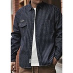 Stripe Pattern Denim Button-Down Shirt ◇2color H0753