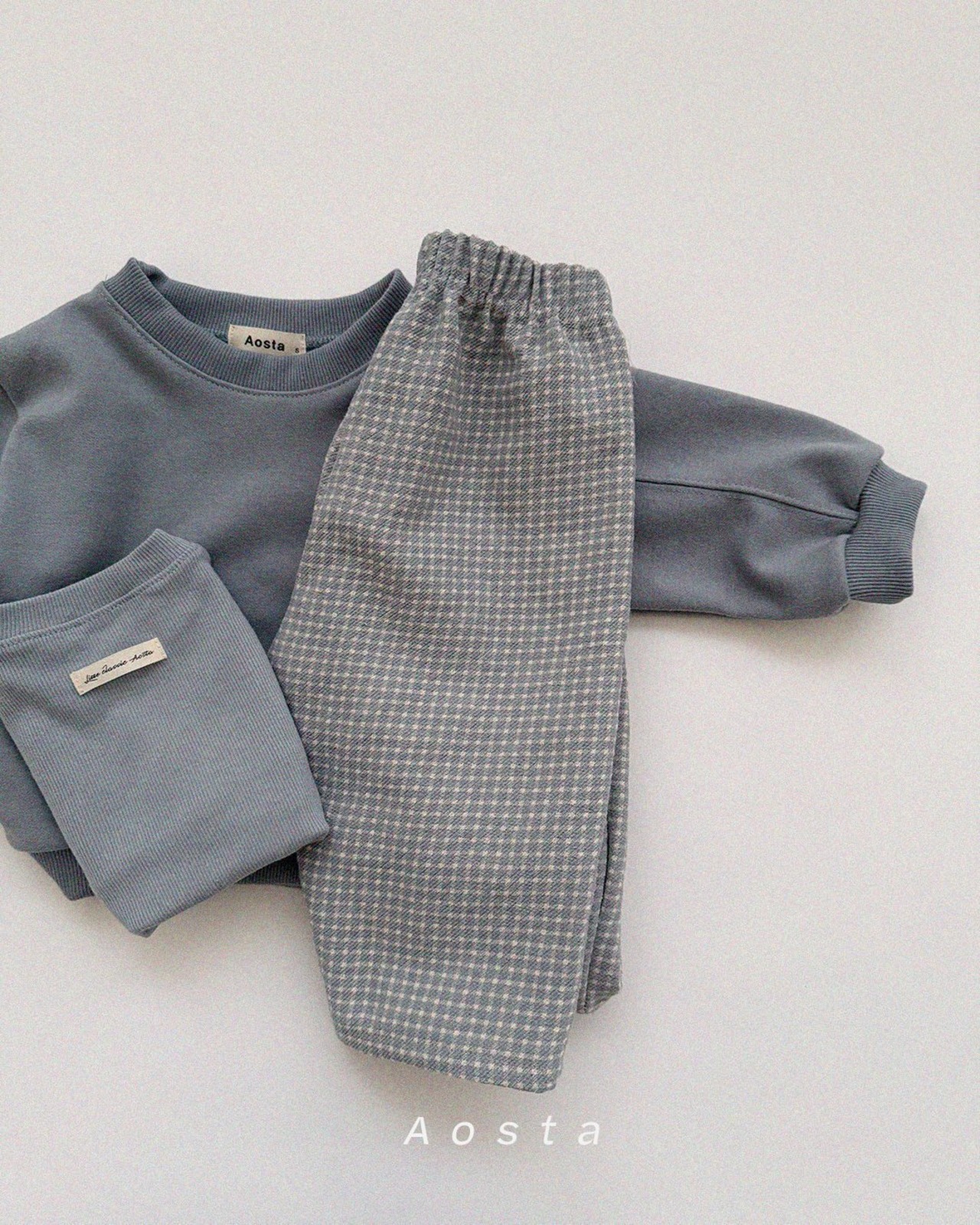 【Aosta】チノパンツ2026S／ブルーチェック（70~110cm） - 3