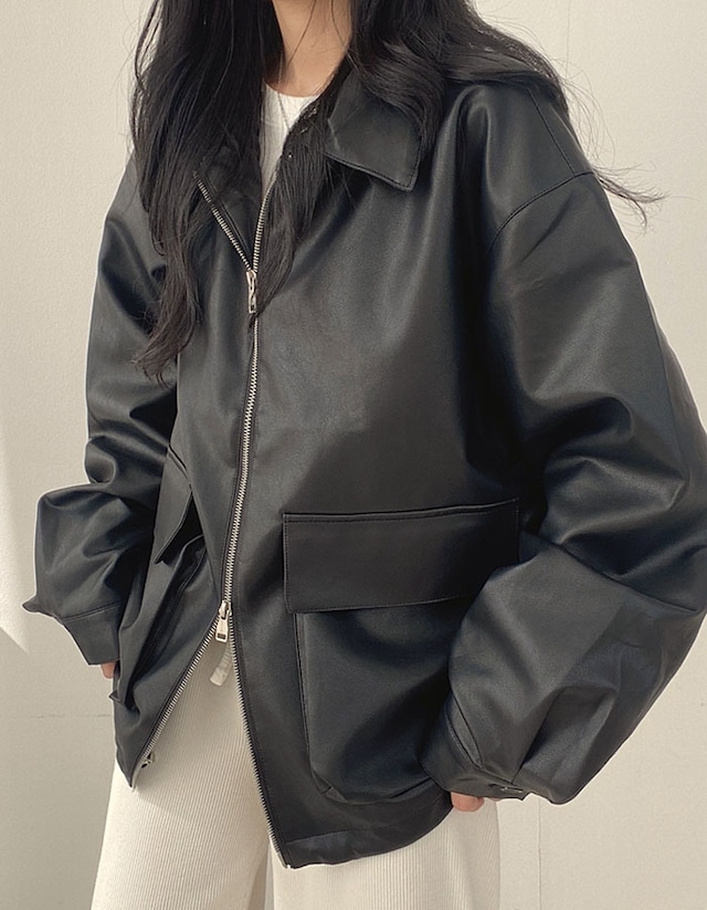 leather blouson (black/ivory)